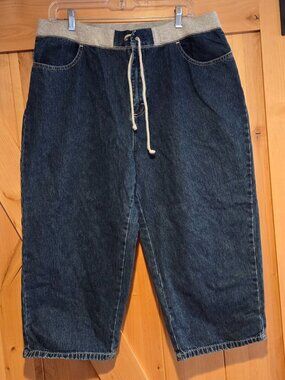 Lee Jeans Size 18 M Capri Denim Drawstring Jersey Waist 34x21"